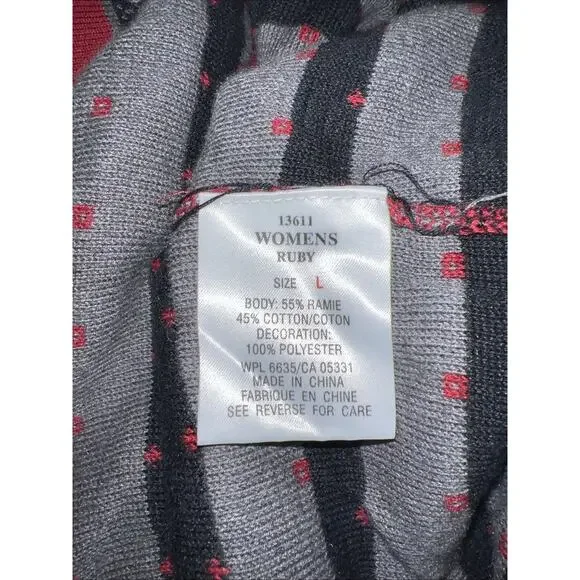 Woolrich Sweater Womens Size L Red Cabin Forest Moose Winter Scene Zip Cardigan - Picture 7 of 11